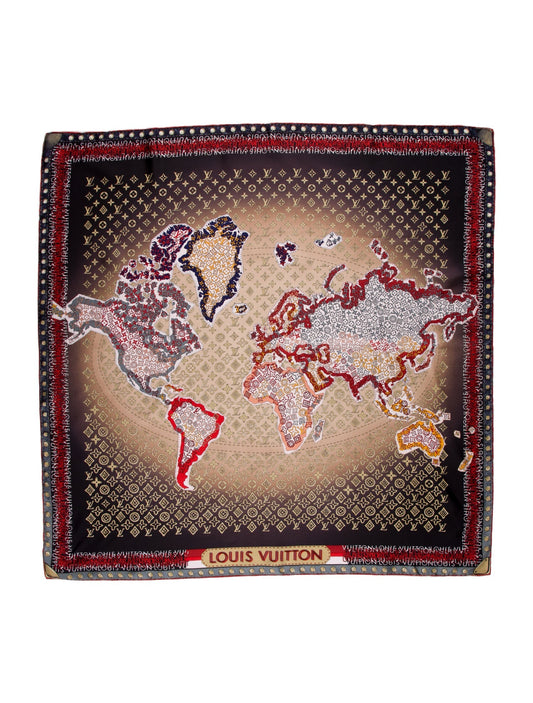 Louis Vuitton Monogram Silk World Map Scarf Silk Scarf