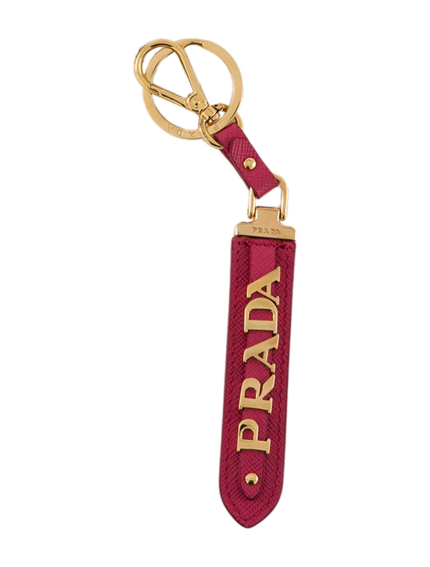 Prada Logo Keychain w Tags Pink and gold-tone