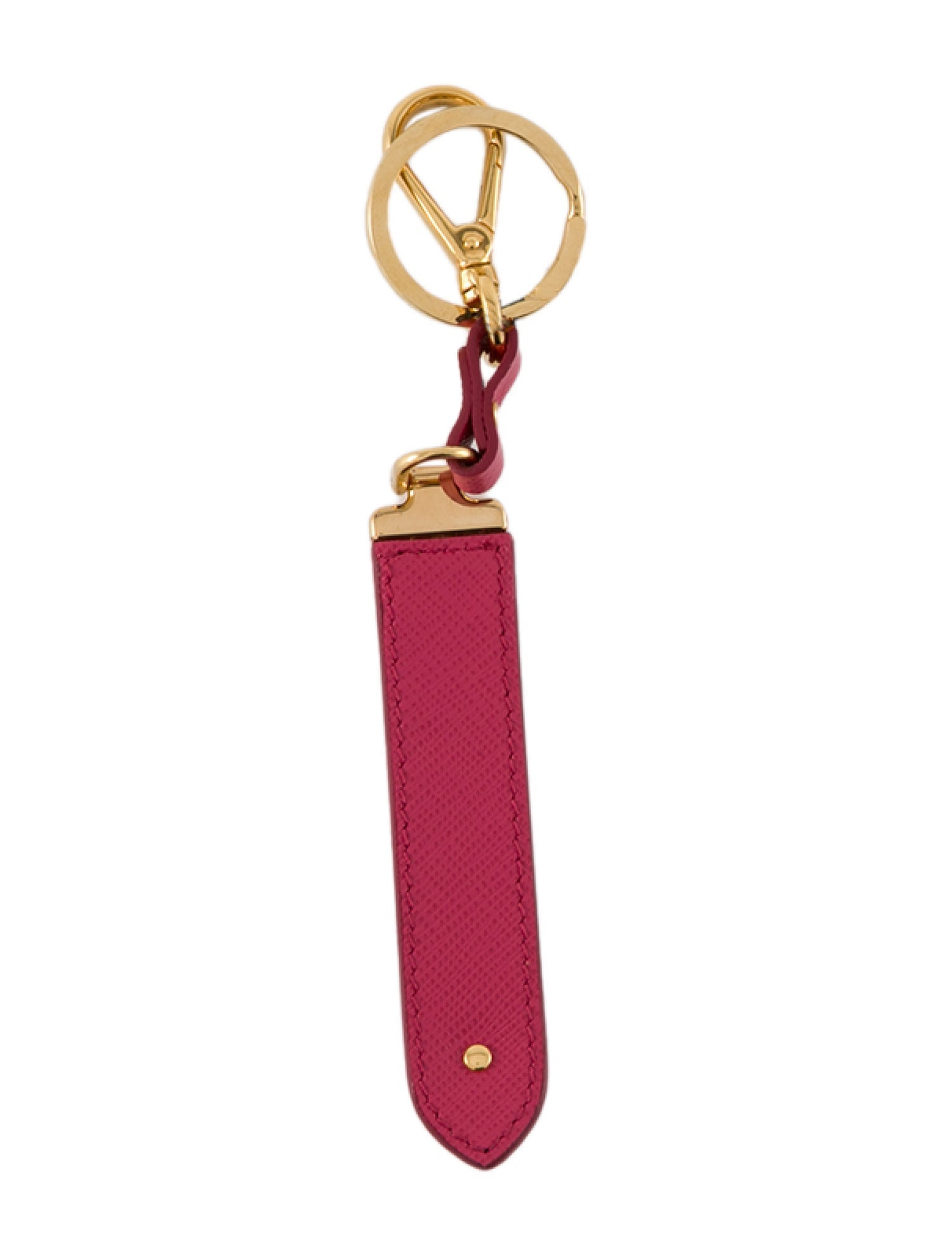 Prada Logo Keychain w Tags Pink and gold-tone