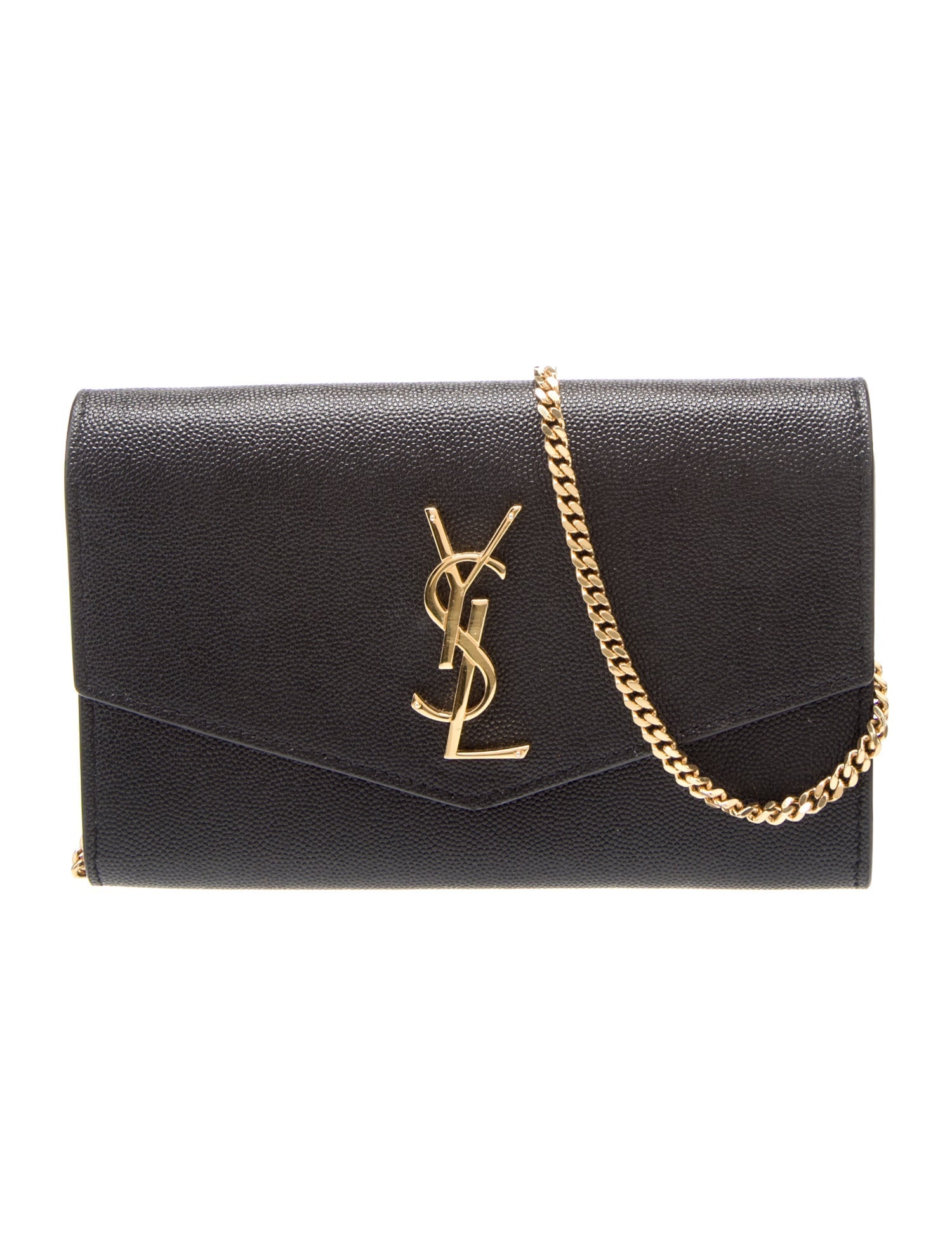Saint Laurent Paris Leather Chain Shoulder Bag Black