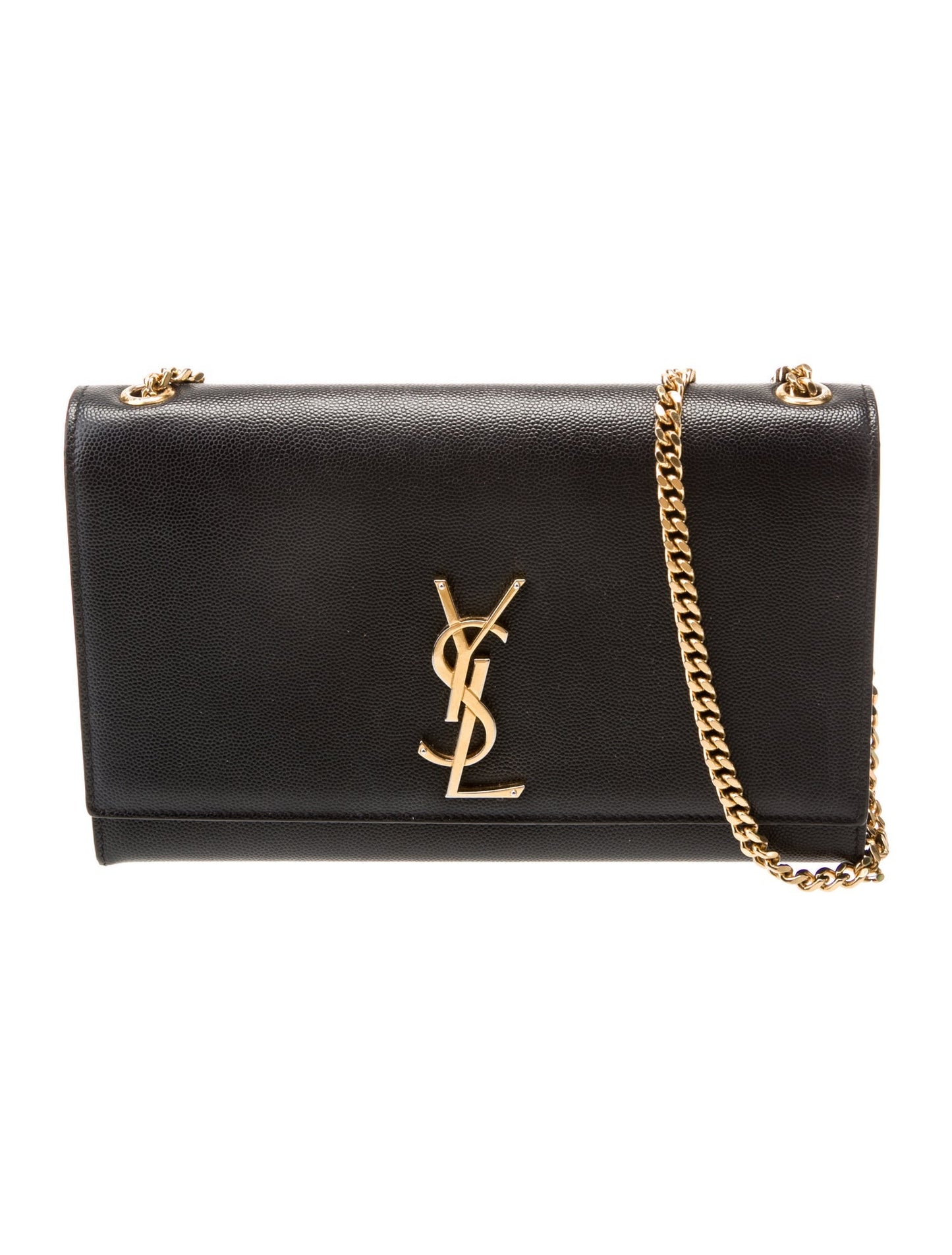 Saint Laurent Clutch By Anthony Vaccarello Black Leather Shoulder Strap