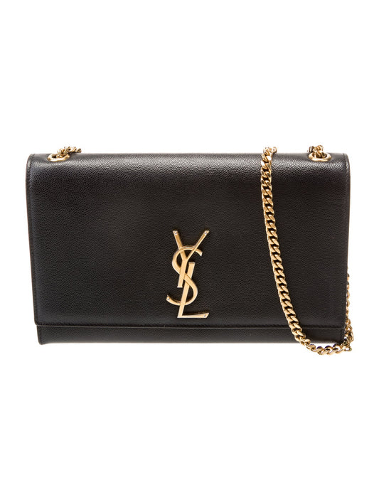 Saint Laurent Clutch By Anthony Vaccarello Black Leather Shoulder Strap