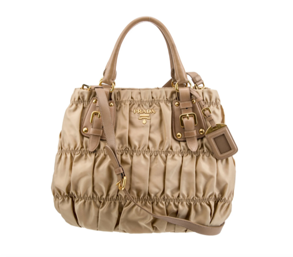 PRADA Tessuto Nylon Gaufre Tote Cammello