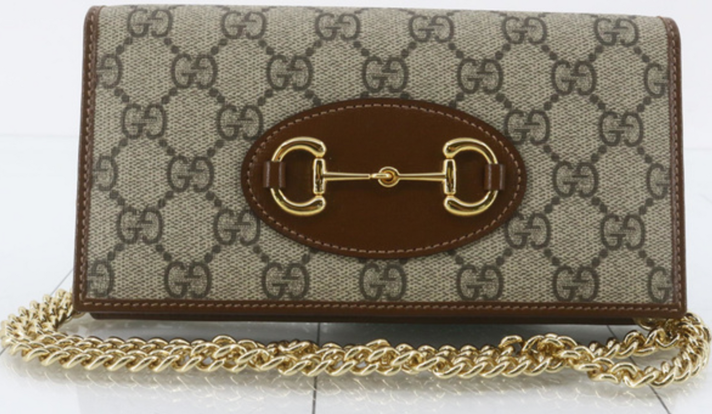 Gucci Horsebit 1955 Chain Wallet GG Coated Canvas