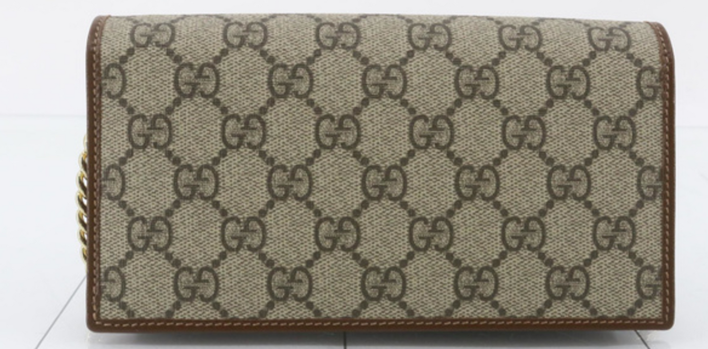 Gucci Horsebit 1955 Chain Wallet GG Coated Canvas