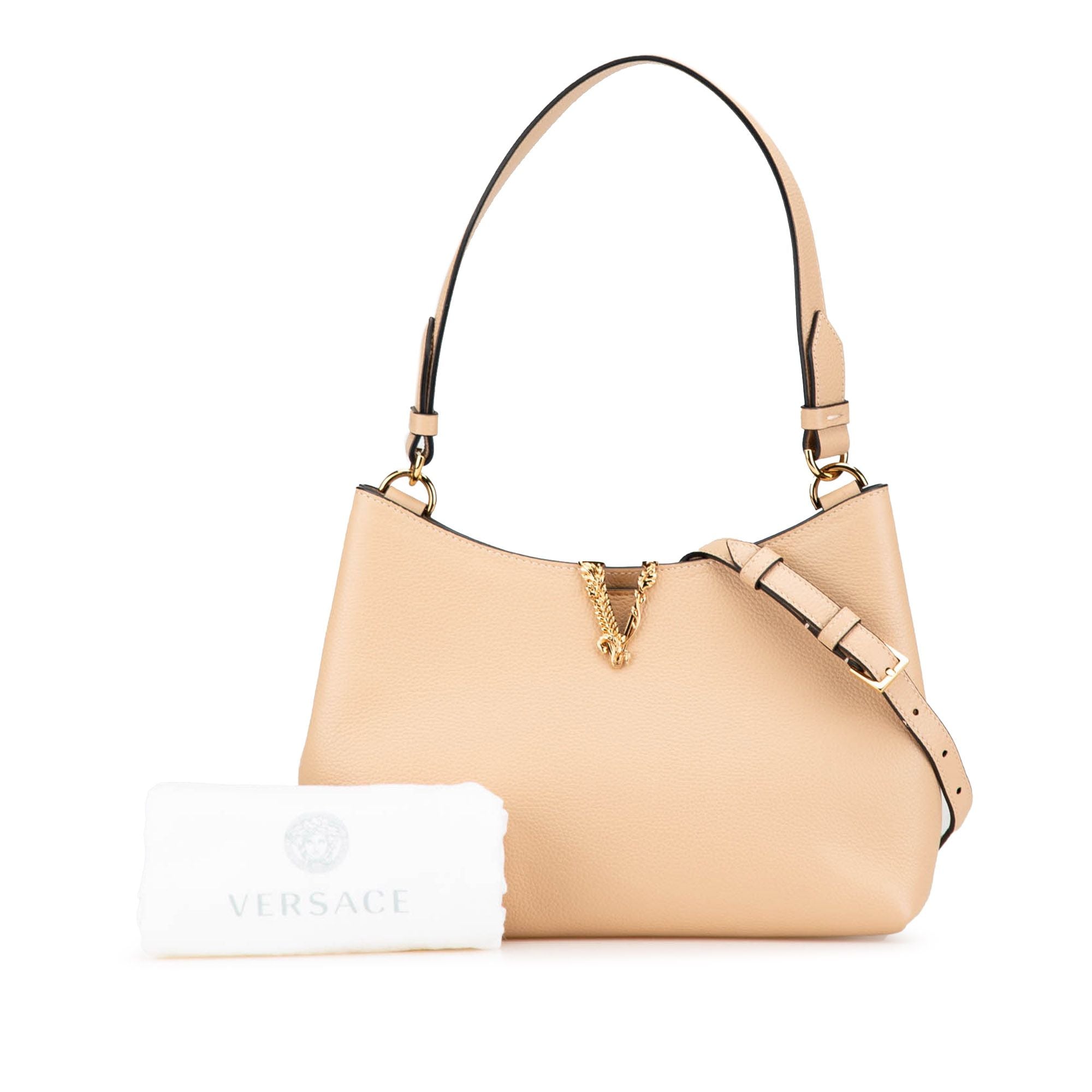 Versace Virtus Hobo Leather Small