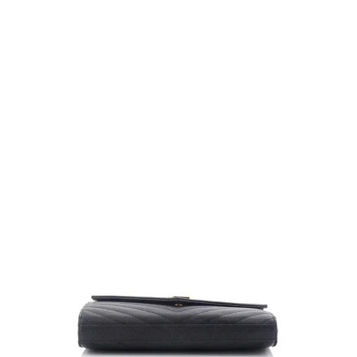 Saint Laurent Classic Monogram Wallet on Chain Matelasse Chevron Leather Medium