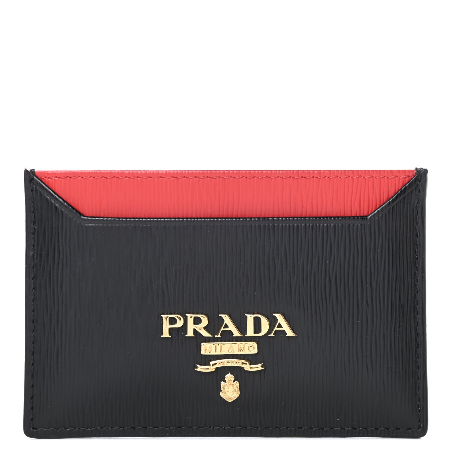 New Prada  Vitello Move Metal Card Case Black Lacca