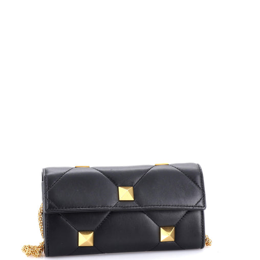 Valentino Garavani Roman Stud Wallet on Chain Quilted Leather