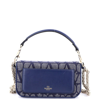 Valentino Garavani VLogo Loco Flap Shoulder Bag Toile Iconograph Fabric Small