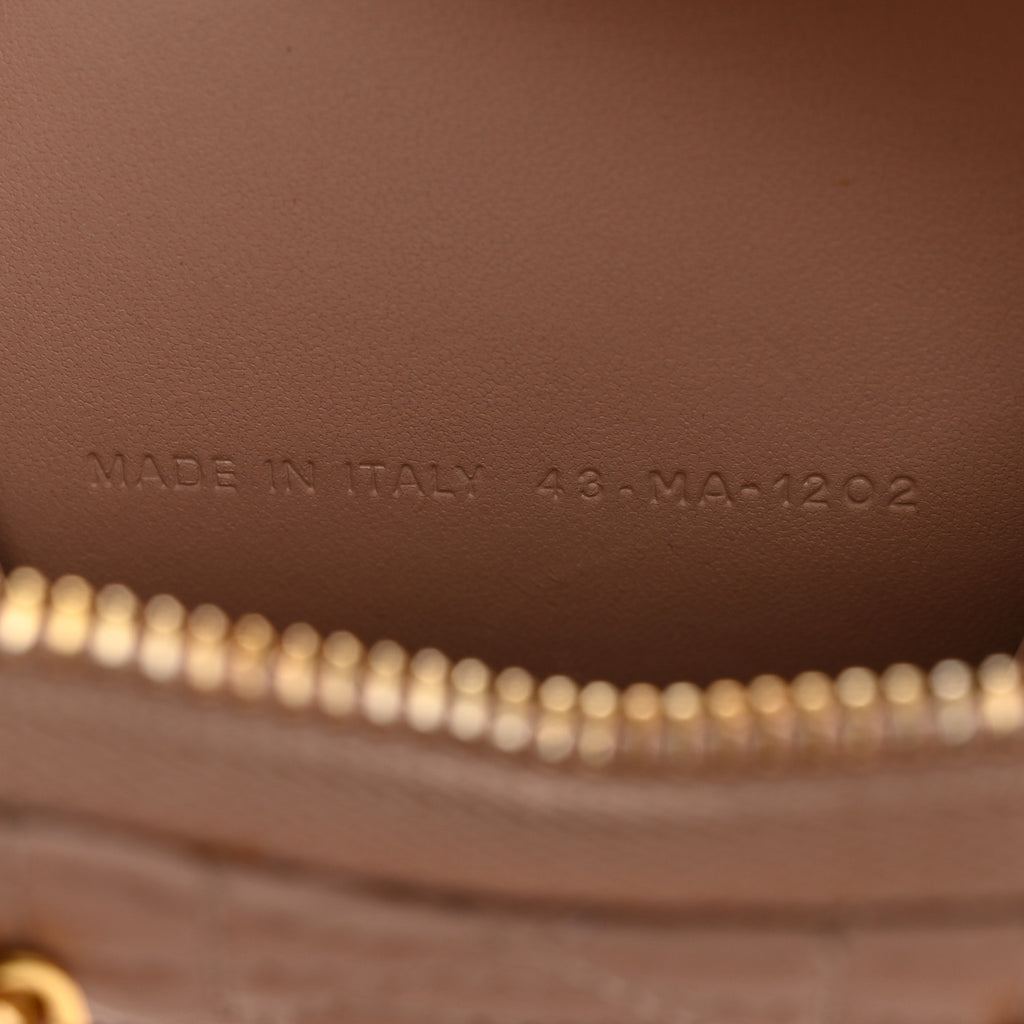 Christian Dior Calfskin Cannage Dioramour Caro Heart Pouch With Chain Rose Des Vents