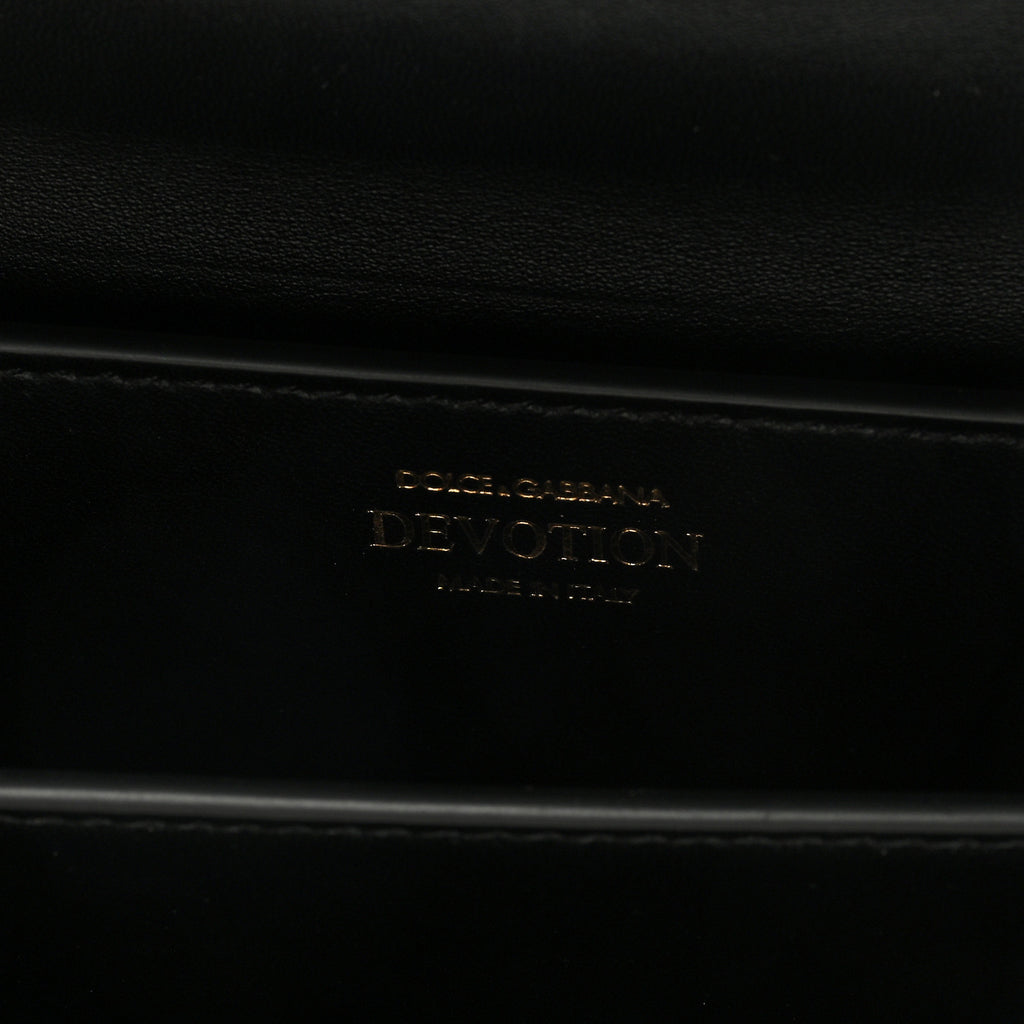 DOLCE GABBANA Lambskin Mini Devotion Crossbody Bag Black
