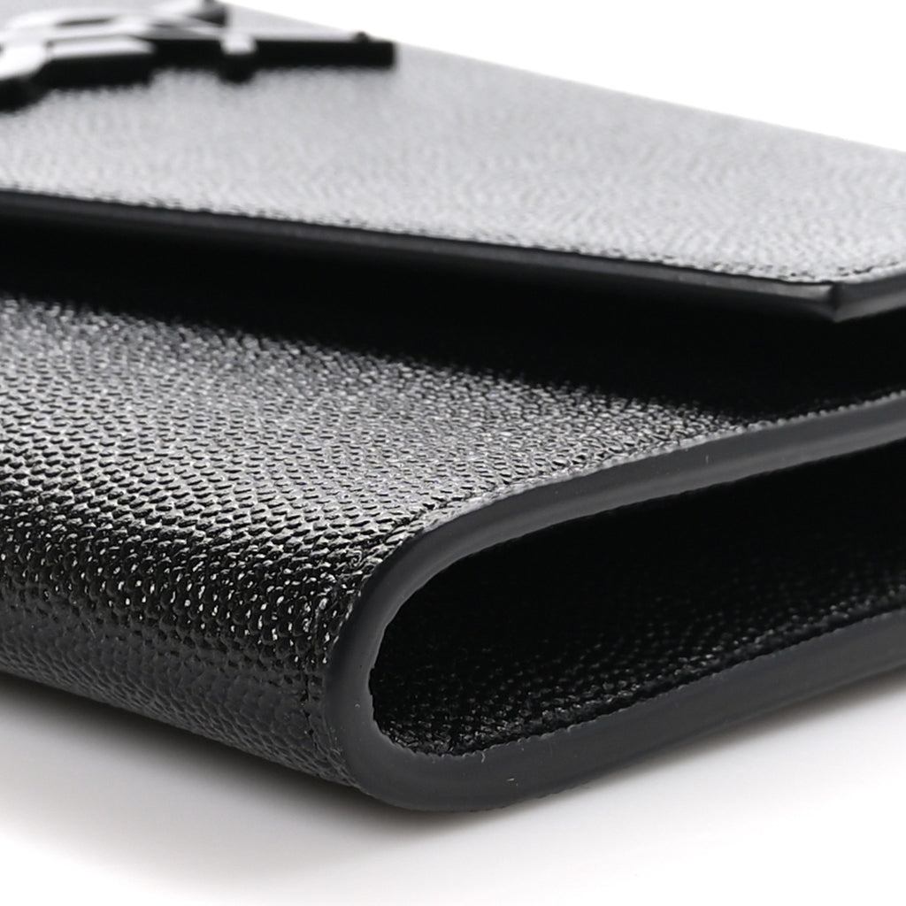 Saint Laurent  Grain de Poudre Uptown Chain Wallet Black