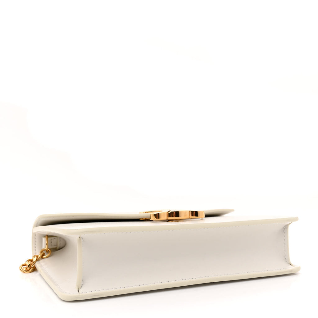 New Celine Shiny Calfskin Triomphe Margo Wallet on Chain White