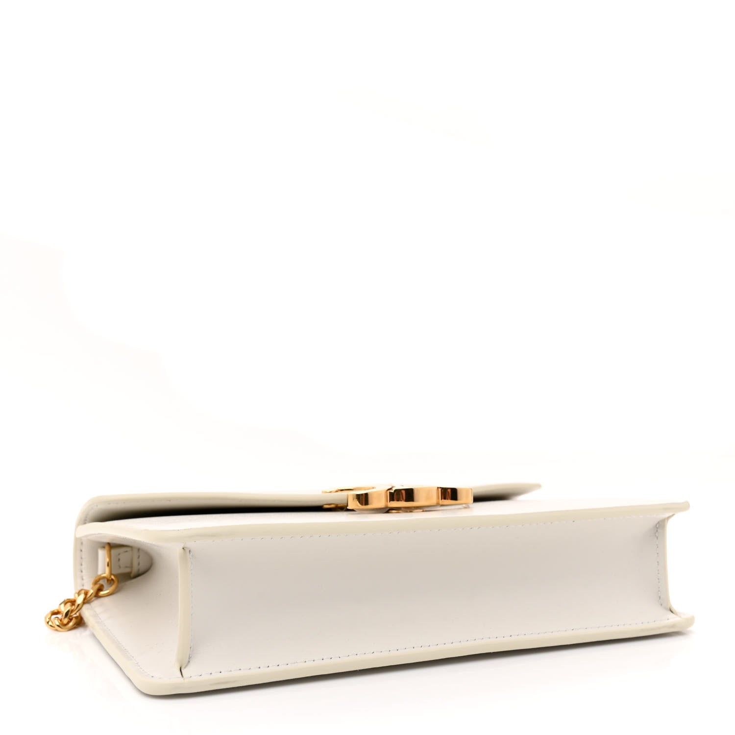 New Celine Shiny Calfskin Triomphe Margo Wallet on Chain White