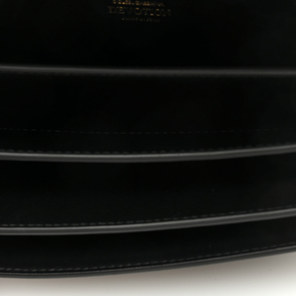 DOLCE GABBANA Lambskin Mini Devotion Crossbody Bag Black