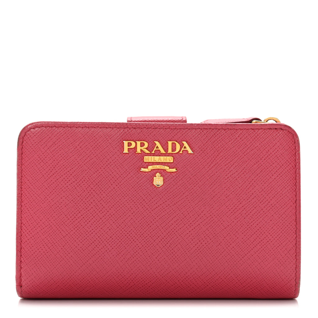 Prada Saffiano Metal Leather Compact Wallet