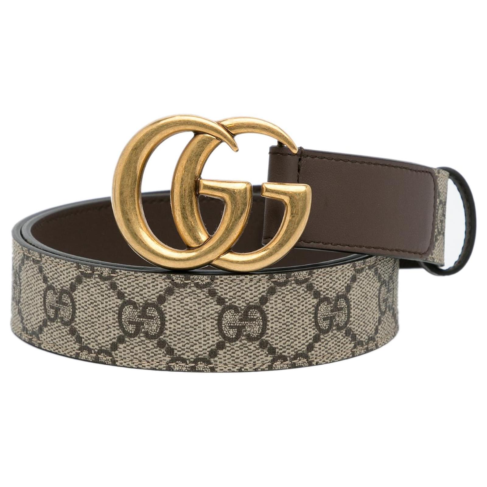 New Gucci Brown GG Marmont Logo Belt Beige