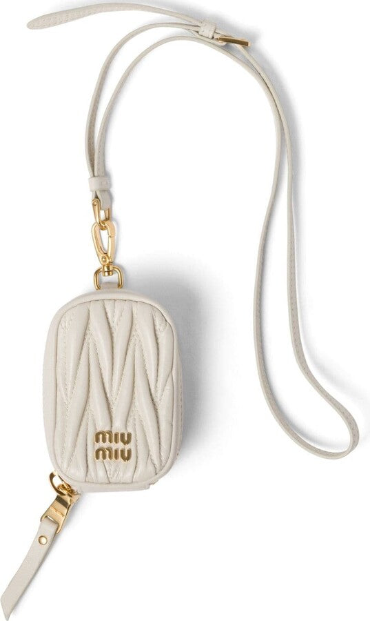 New Miu Miu  Matelassé nappa leather mini-pouch with mirror