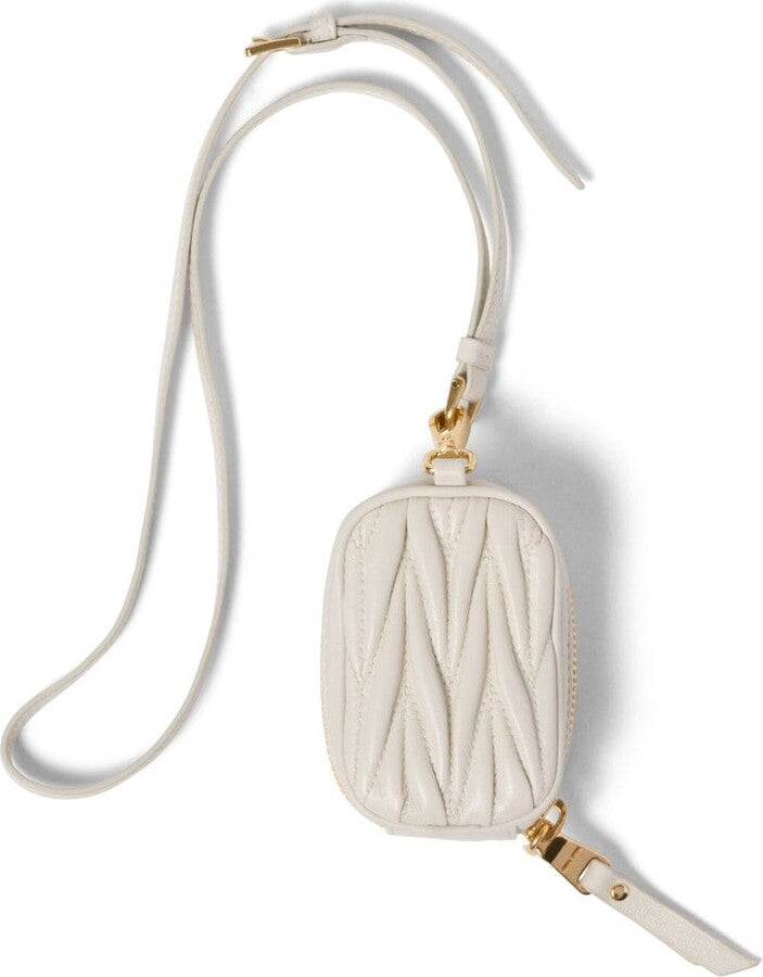 New Miu Miu  Matelassé nappa leather mini-pouch with mirror