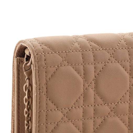 Christian Dior Ultra Matte Lady Dior Wallet on Chain Pouch Cannage Quilt Calfskin Long