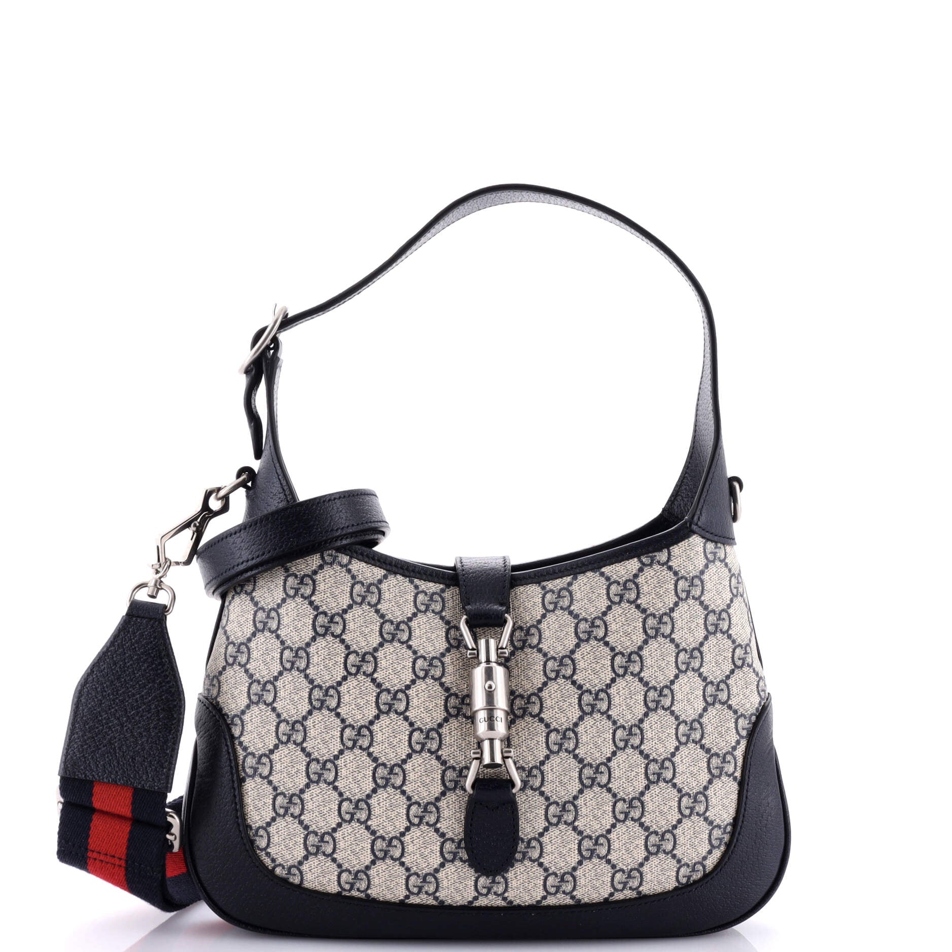 Gucci Web Strap Jackie 1961 Hobo GG Coated Canvas Small