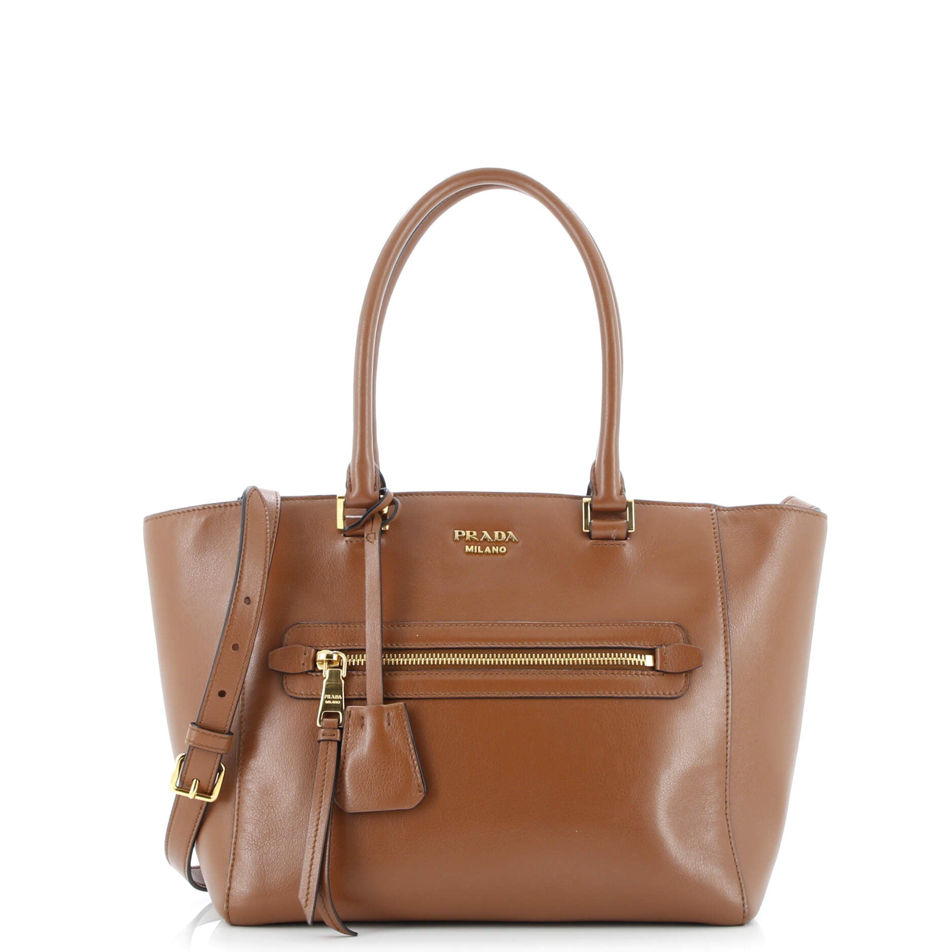 Prada Front Pocket Convertible Tote Glace Calf Small