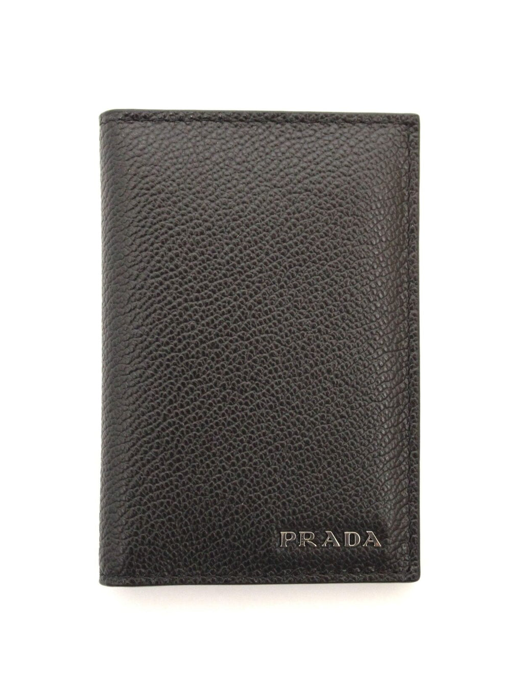 New Prada Black Calfskin Micro-Grained Leather Wallet